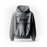 A gray hoodie with the words " motown on it ".